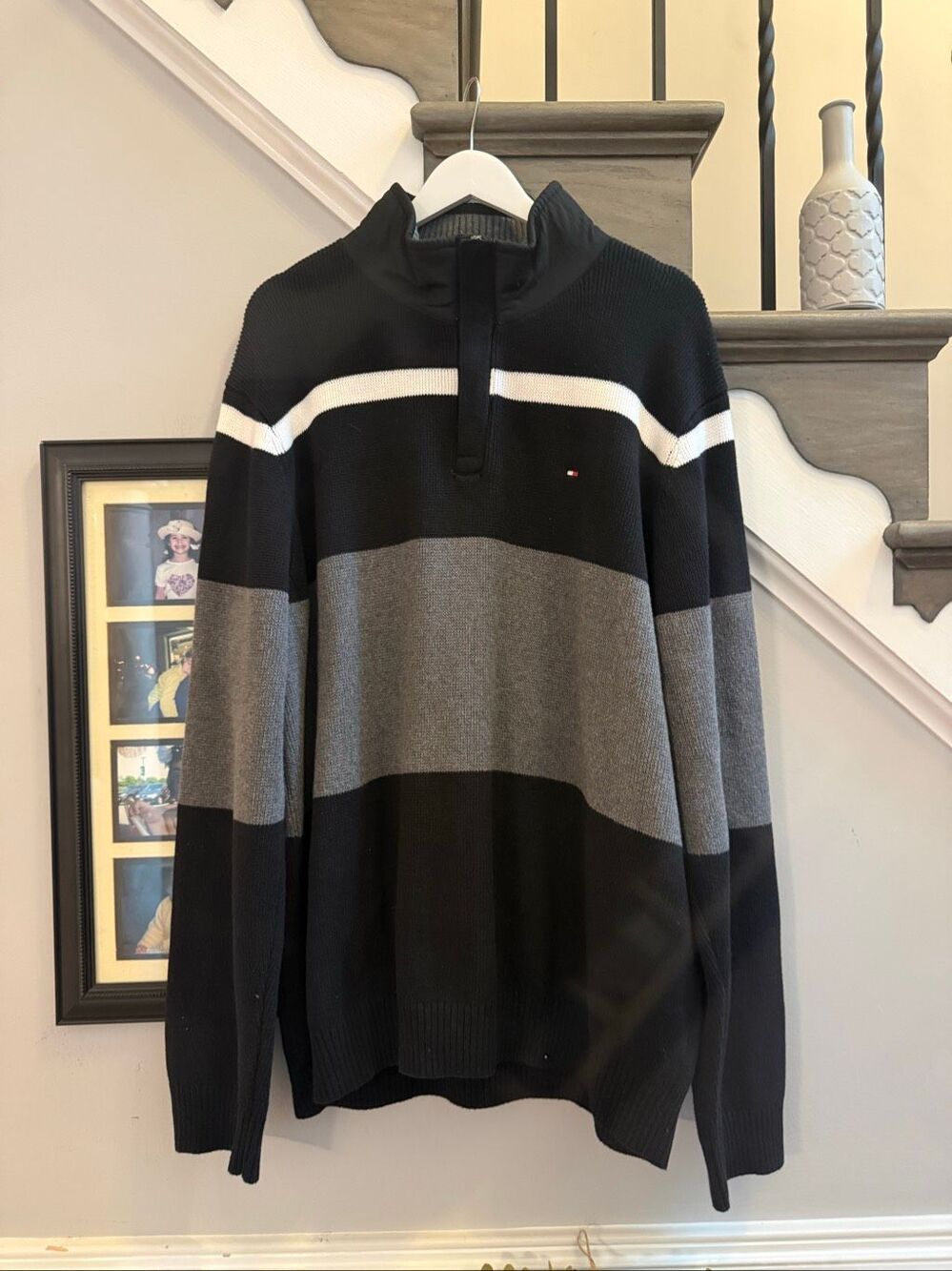 Tommy Hilfiger Black & Gray Rugby Sweater sz XXLT NWOT